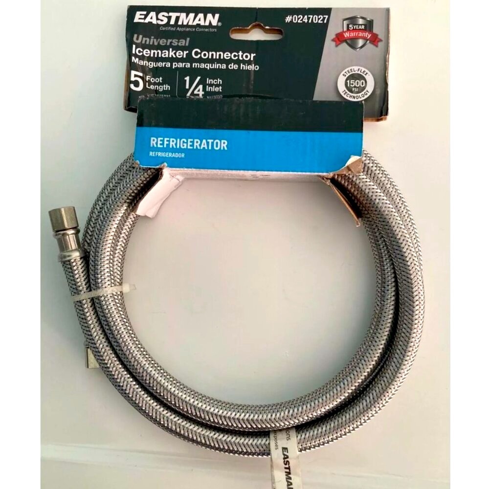 EASTMAN Ice‎ Maker Hose Refrigerator 5-ft 1/4-in Inlet 1/4-in Outlet Connector